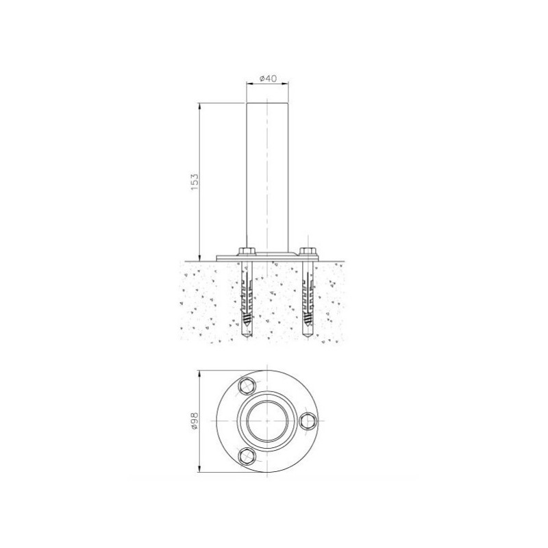 Supports d’échelle sur platine, acier inox AISI-316