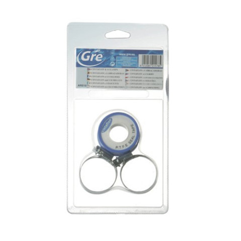 Kit d'étanchétié GRE,  Teflon et 4 colliers de serrage inox pour tuyaux Ø 32/38 mm