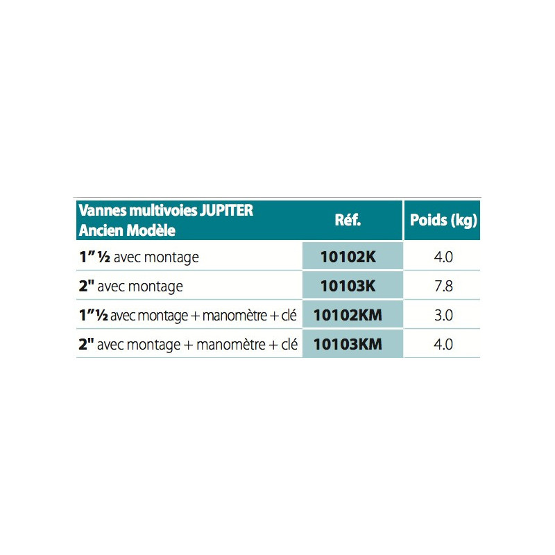 Vanne manuelle pour filtre JUPITER ancien modèle