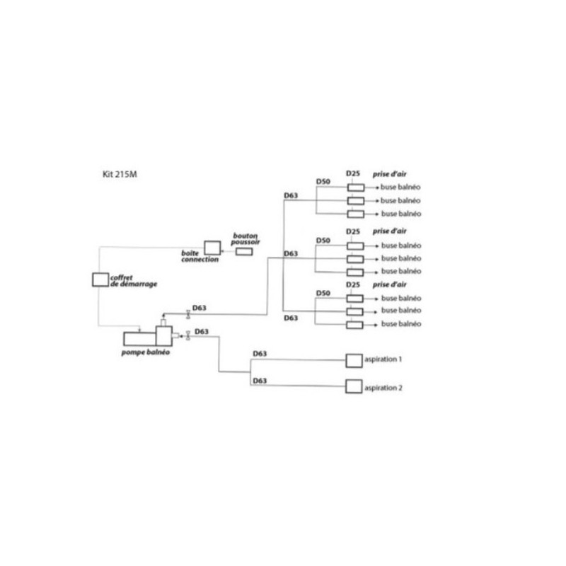 Kit complet Balnéo 9 buses, pompe 215M