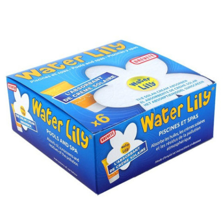 TOUCAN NETTOYANT SPA WATER LILY – Absorbant Spécifique Des Résidus Gras Pour Skimmer, Lot De 6, Diamètre 40 Cm