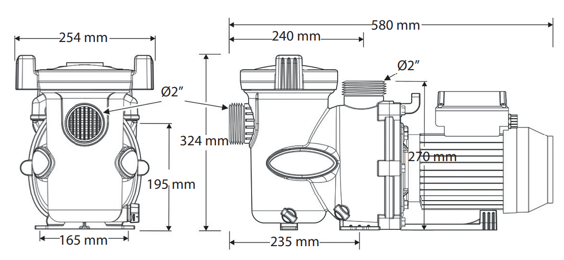 dimensions pompe zodiac